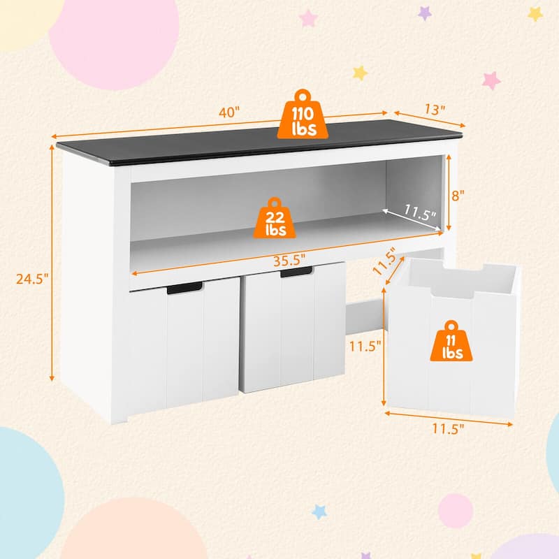 Kids Toy Storage Organizer with Blackboard Top-3-Drawer - 40" x 13" x 24.5"