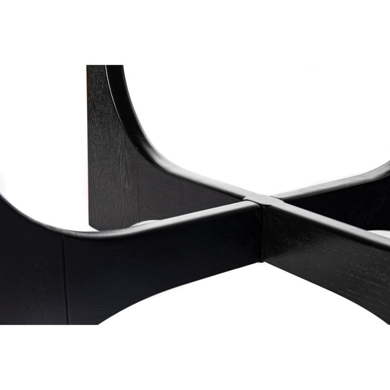 Round Coffee Table Wooden Grain Storage End Table with Curved Legs for