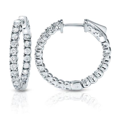 Auriya 14k Gold 5 1/4ctw Medium Diamond Hoop Earrings - 1.29-inch (J-K, I1-I2)