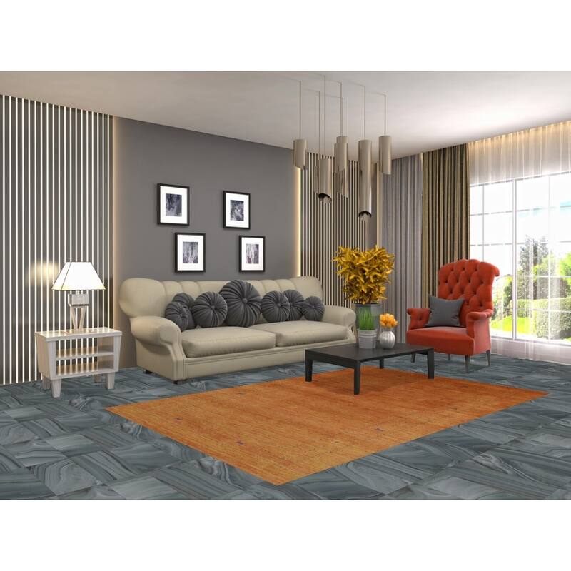 Hand Knotted Oriental 100% Wool Carpet Tribal Animal Pictorial Oranges & Rust Gabbeh Area Rug - 7' 7'' X 4' 11''
