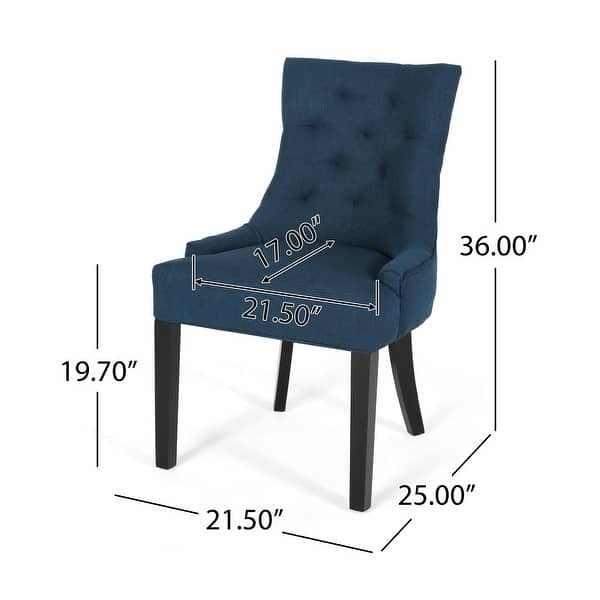 dimension image slide 4 of 7, Cheney Contemporary Tufted Dining Chairs (Set of 2) by Christopher Knight Home - 21.50" L x 25.00" W x 36.00" H