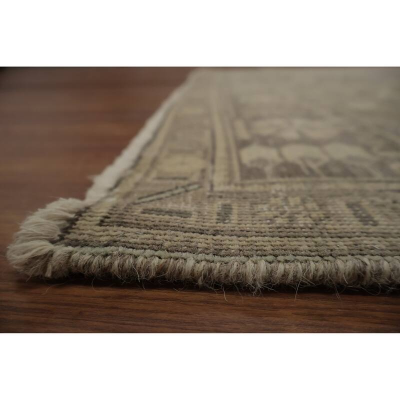 Hand Knotted Oriental 100% Wool Carpet Traditional Floral Beige & Ivories Tabriz Area Rug - 9' 8'' X 6' 5''