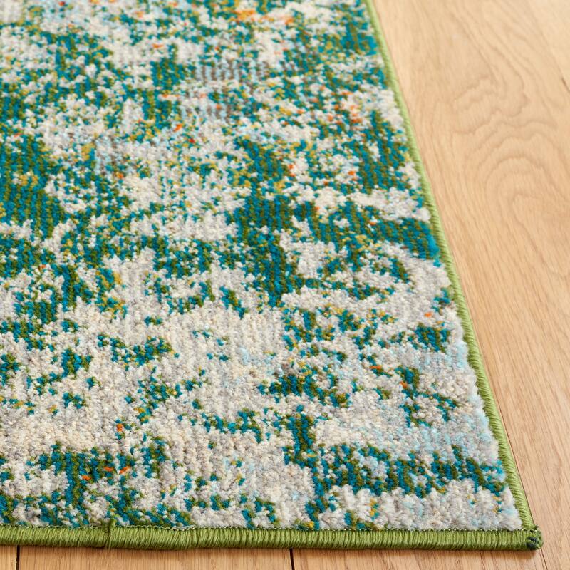 SAFAVIEH Madison Katrein Modern Abstract Rug - 2'2" x 8' Runner - Green/Blue