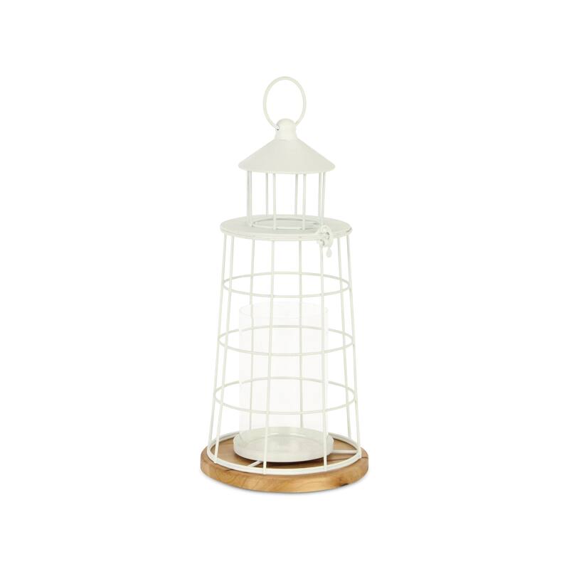 Caler White Metal Large Lighthouse Styled Lantern
