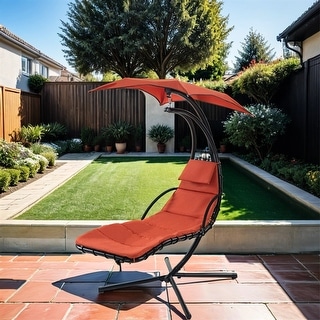 Outdoor Hanging Curved Steel Chaise Lounge Swing Chair