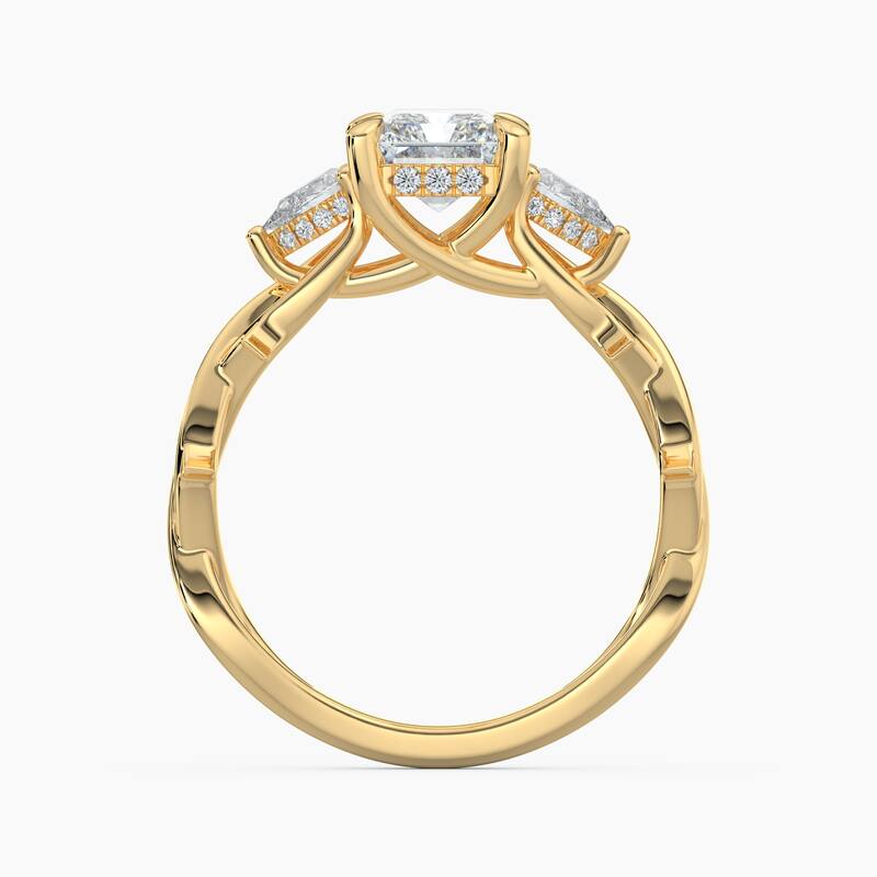 Auriya 14k Gold Radiant Lab Grown Diamond Thorn Vine Three Stone Hidden Halo Engagement Ring 1 to 5 ct. tw. (F-G, VS)
