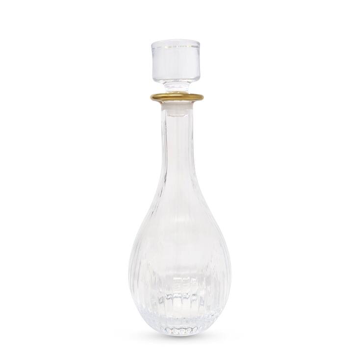 Decanter with Linear Design and Gold Rim