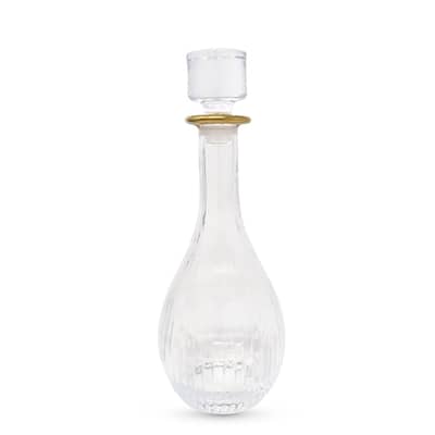 Decanter with Linear Design and Gold Rim
