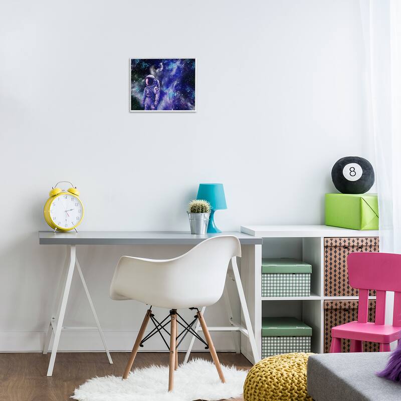 Stupell Astronaut with Blue Nebula Framed Giclee Art Design By Jesse Keith