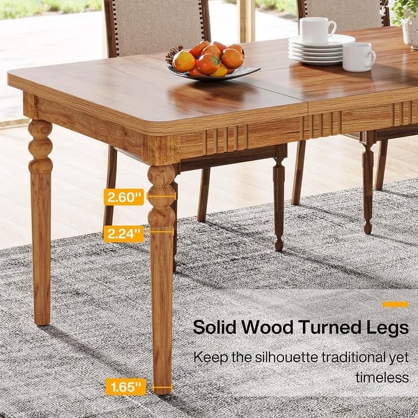62 inch Farmhouse Dining Table for 4-6, Kitchen Table with Solid Wood ...