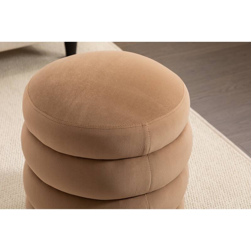 Velvet Round Footrest Ottoman