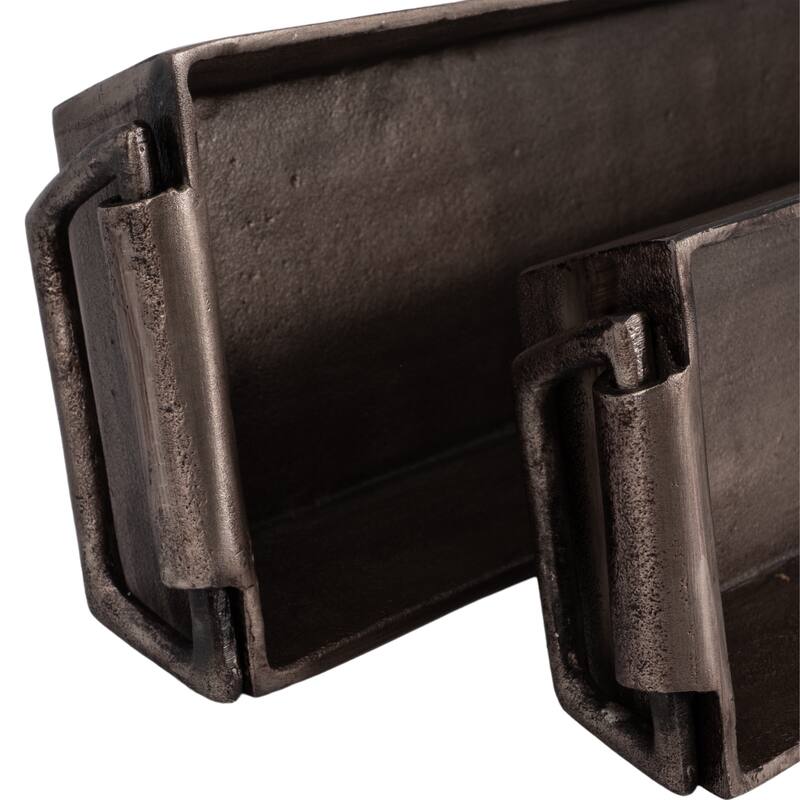 Decorative Slim Metal Tray with Handles - Set of 2 - 40", 36", Silver - 40.0"