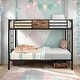 preview thumbnail 2 of 9, Twin Over Twin Size Metal Bunk Bed with Double Safety Guard Rails, Heavy Duty, Space-Saving Design