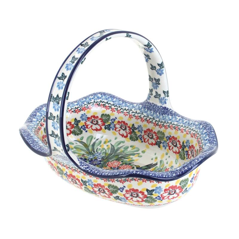 Blue Rose Polish Pottery 876 Ceramika Artystyczna Basket - Hummingbird