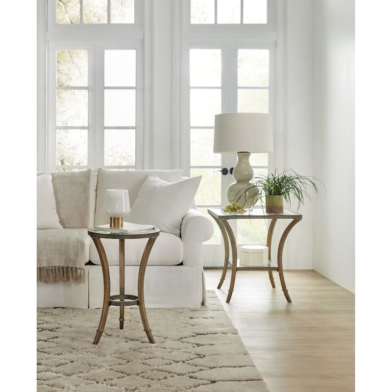 Hooker Furniture 16" Diameter Glass Top Cast Iron Side Table