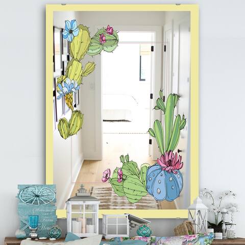Designart 'Cactus 2' Traditional Mirror - Printed Wall Mirror