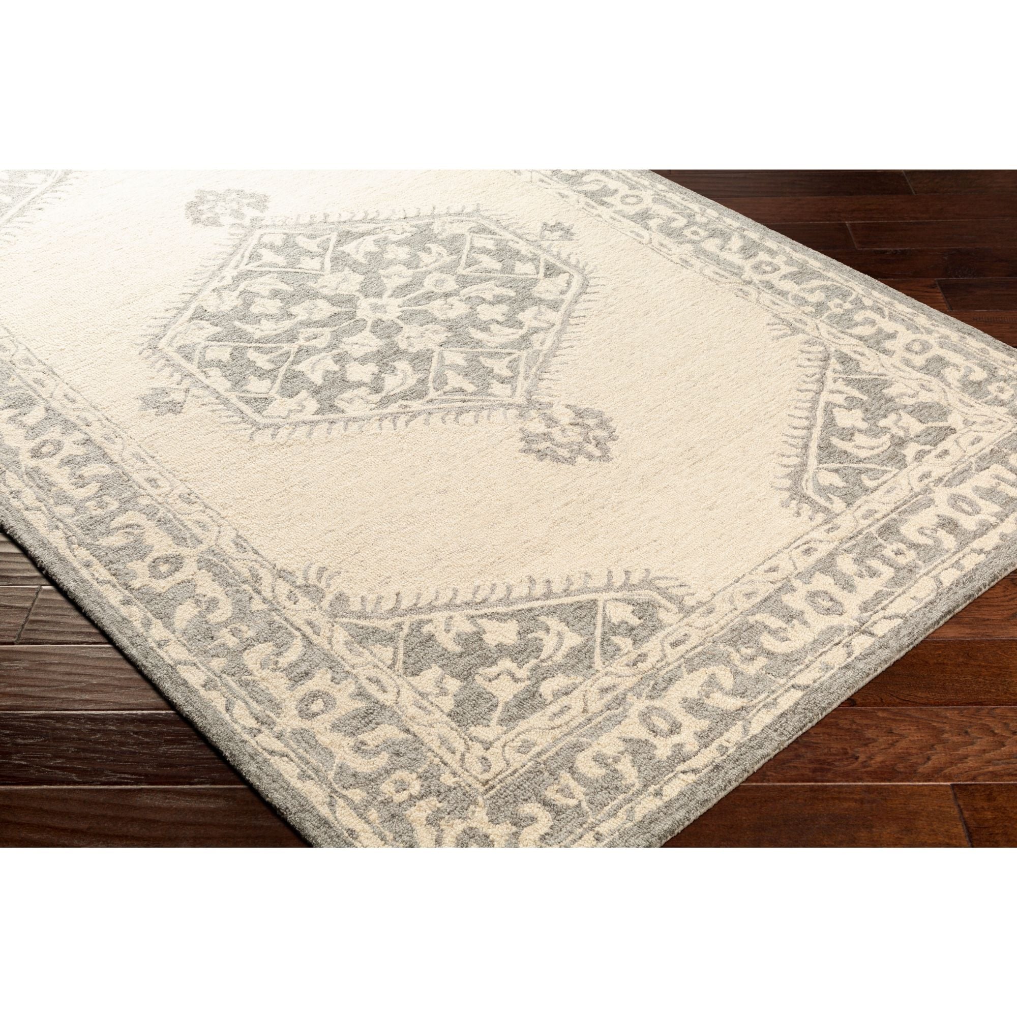 9 X 12 Traditional Style Charcoal Gray And Beige Rectangular Area Throw Rug Overstock 29565409