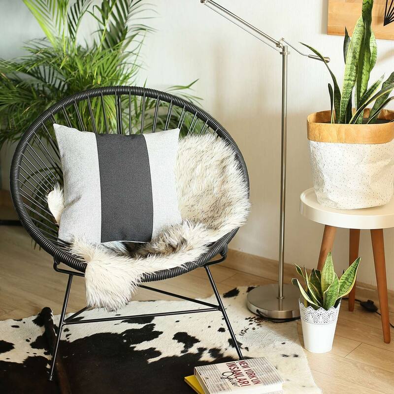 Black and Yellow Centered Strap Throw Pillow