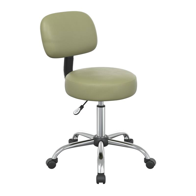 Pneumatic Drafting Chair with Stool and Back - Antimicrobial Sage