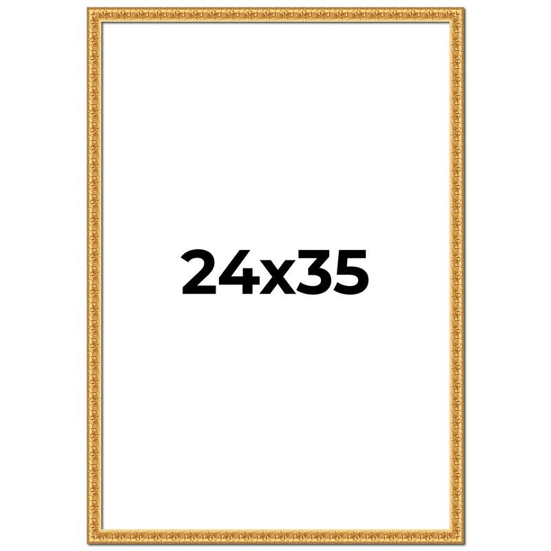24x35 Frame Gold Real Wood Picture Frame Width 1 inches | Interior