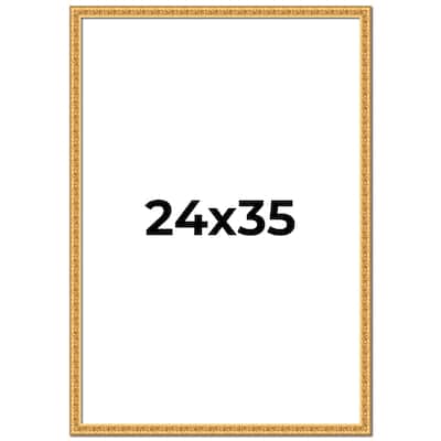 24x35 Frame Gold Real Wood Picture Frame Width 1 inches | Interior
