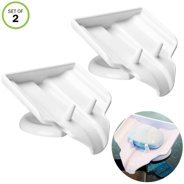 Evelots Soap Dish/Holder-Waterfall-Soap Saver/Dryer-Drain-No Mushy Soap, Set/2 - White. Opens flyout.