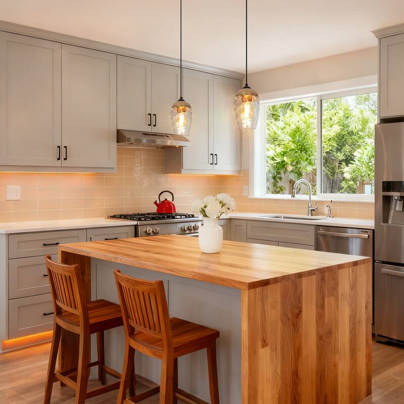 Modern Contemporary 1-Light Black and Gold Hammered Glass Pendant Light Fixtures for Kitchen Island