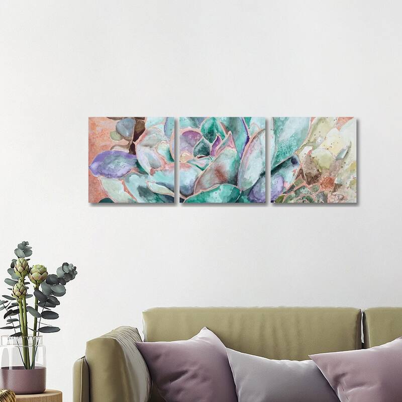 iCanvas "Desert Flower On Terra Cotta" by Patricia Pinto 3-Piece Canvas Wall Art Set - 16x48x1.5