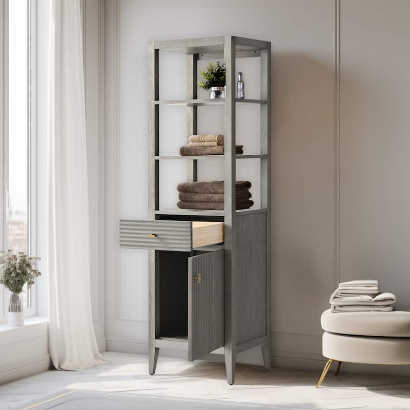 Vanity Art 72" Tall Tower Bathroom Linen Cabinet with Soft Close Door and Drawer