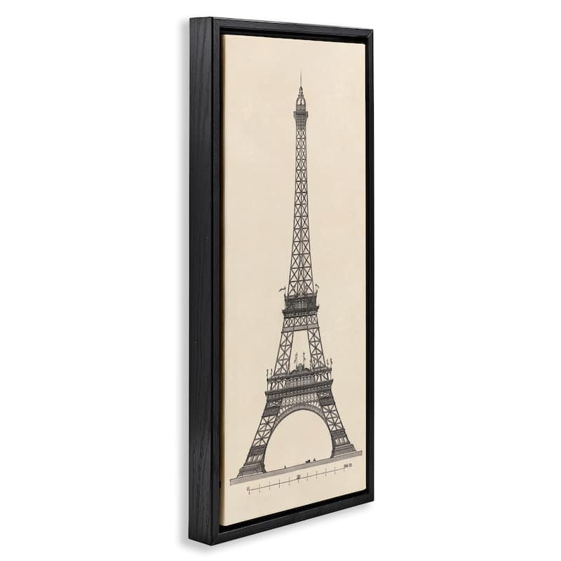 Stupell Parisian Tower Illustration Framed Floater Canvas Wall Art Design By Phillipa Katz