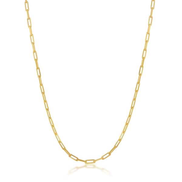 Shop La Preciosa 925 Sterling Silver Italian Gold Plated High Polished 60 Gauge 1 8mm Paper Clip Long Link 16 18 Chain Necklace Overstock 30894053 16 Inch