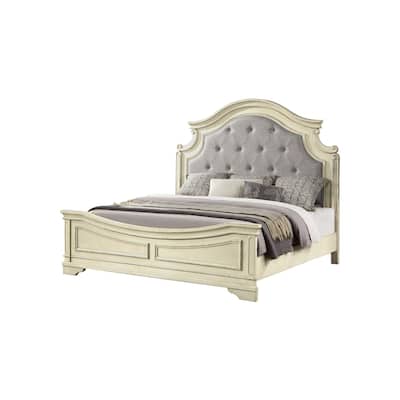 Noble Contemporary Style Queen/King Bed Made with Wood & Antique Finish