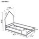 preview thumbnail 7 of 5, Floor Bed Frame with Fences, Twin Size Pine Wood Platform Floor Bed with House-shaped Headboard for Girls, Boys Bedroom, Grey