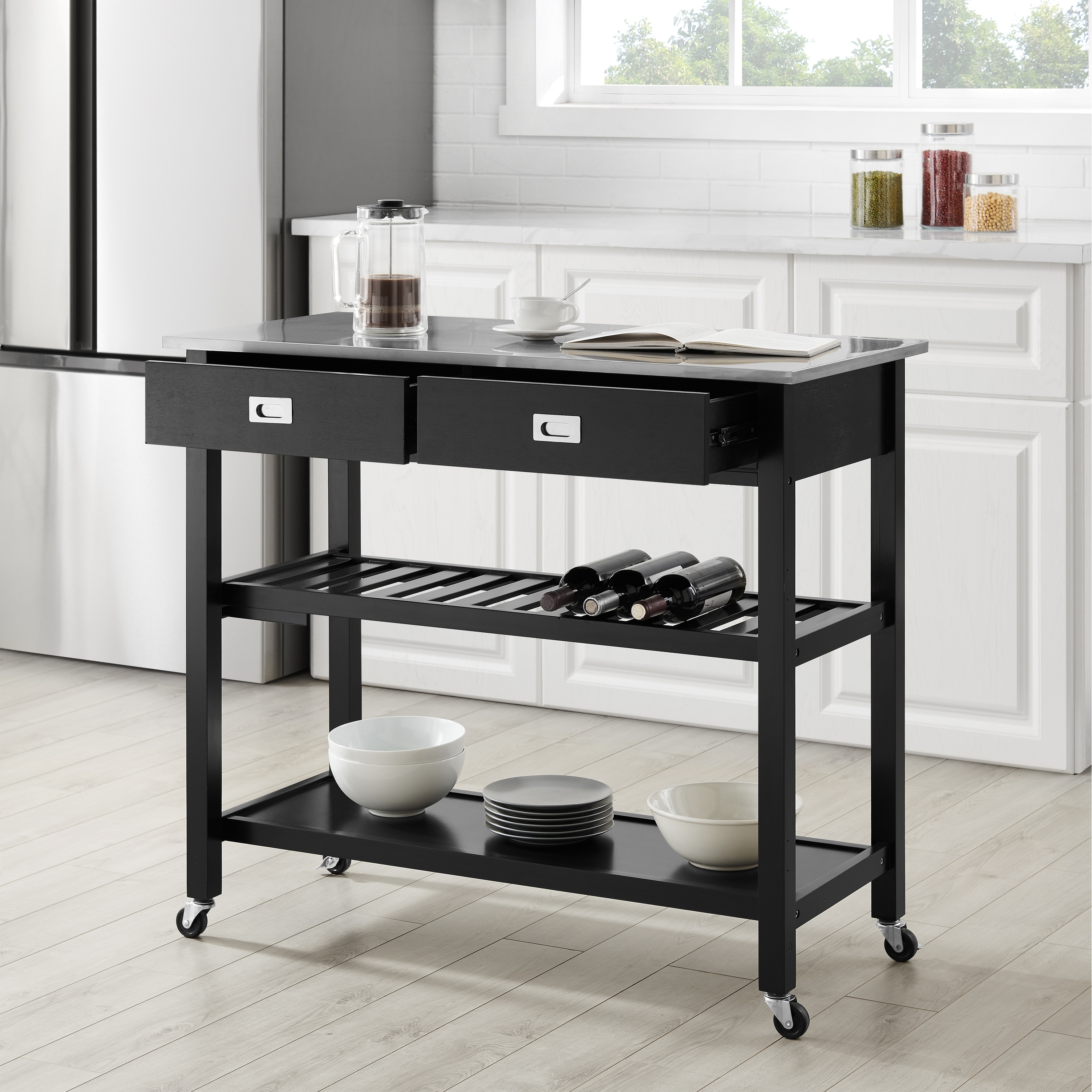 Shop Chloe Stainless Steel Top Kitchen Island Cart 37 H X 42 W X