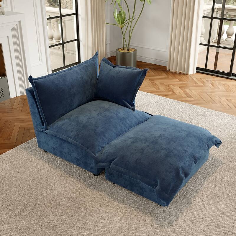 Modern Cloud Chaise Longue Accent Chair with Ottoman set