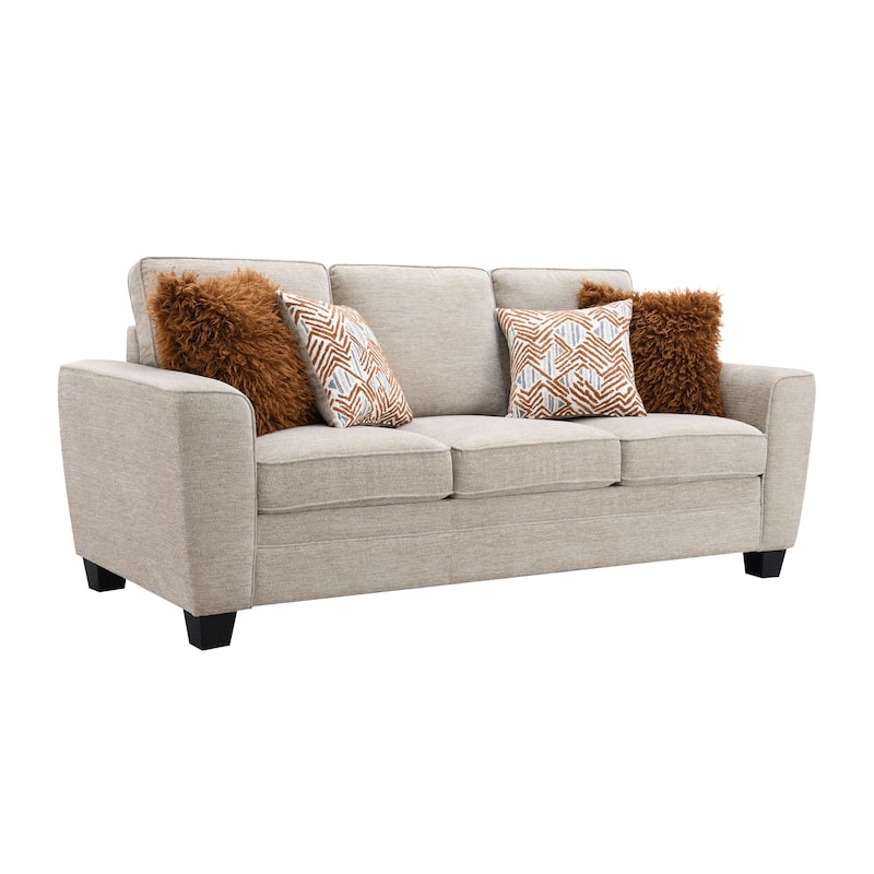 Furniture of America Maevy Chenille Sofa with Accent Pillows