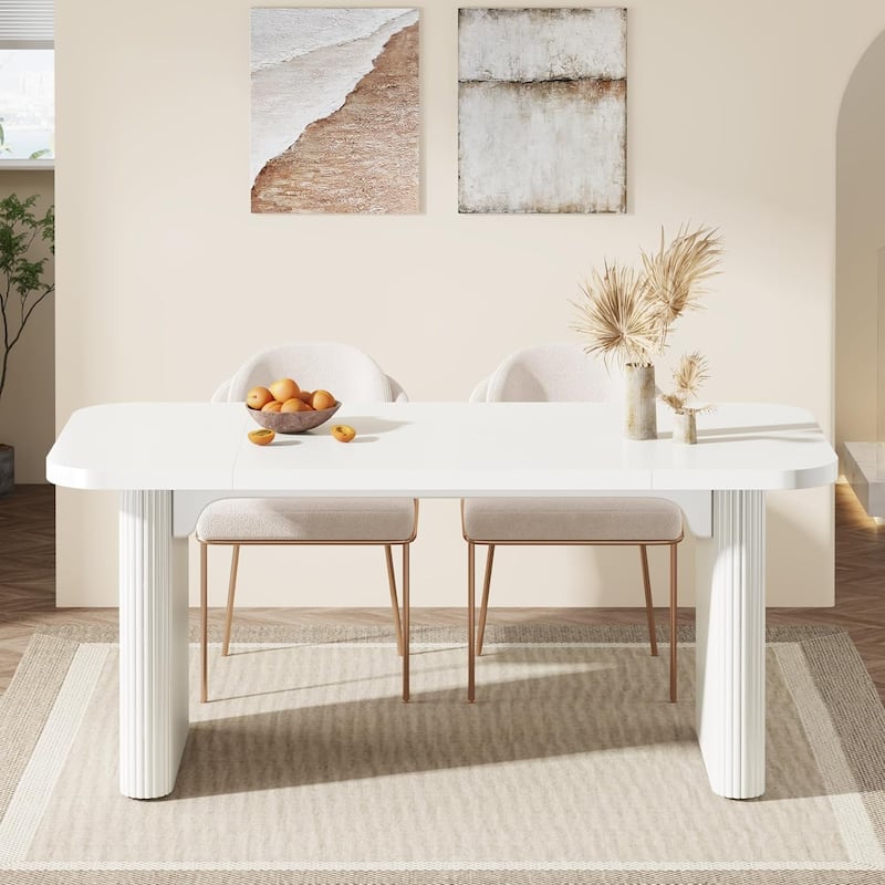 62-Inch Wood Dining Table for 4-6 People Modern Rectangular Kitchen Table for Dining Room Living Room