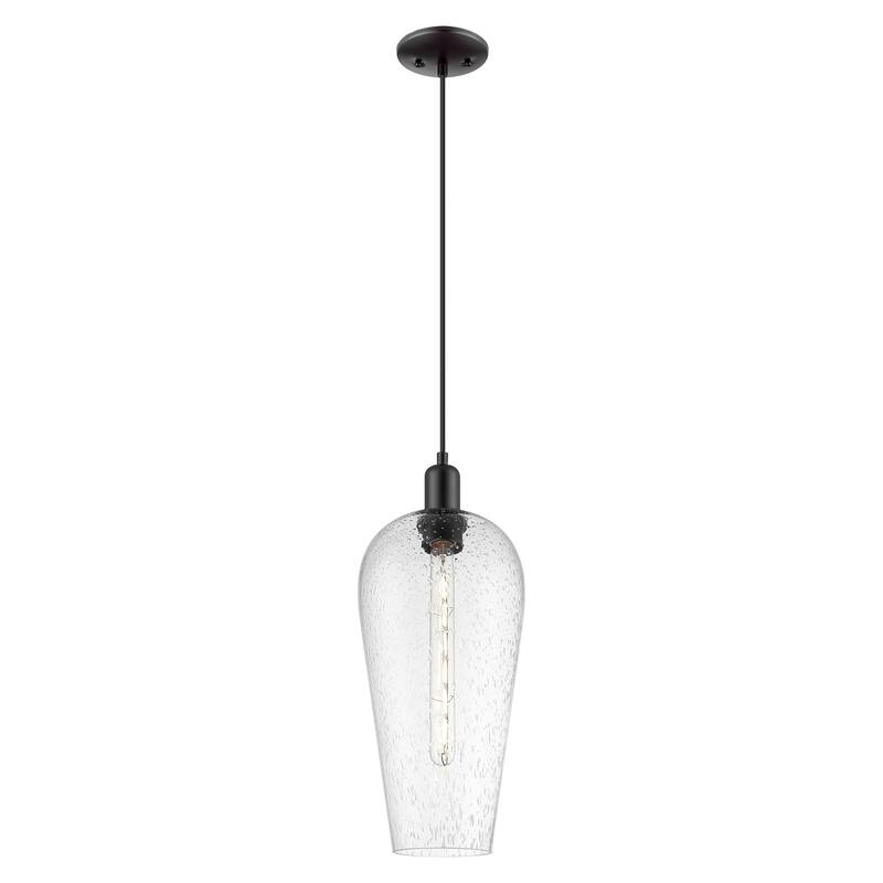 Innovations Lighting Downtown Urban - Chelsea - 1 Light 8" Cord Hung Mini Pendant - Seedy Deco Swirl Shade/Matte Black