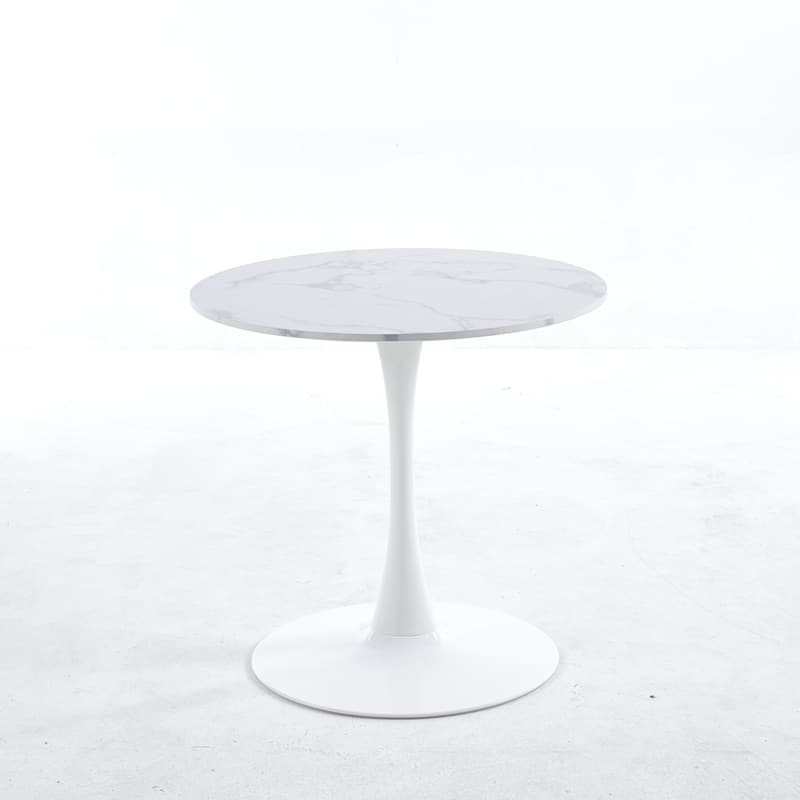 31.5" Mid-century Round Dining Table for 2-4 people,with MDF Top and Metal Base