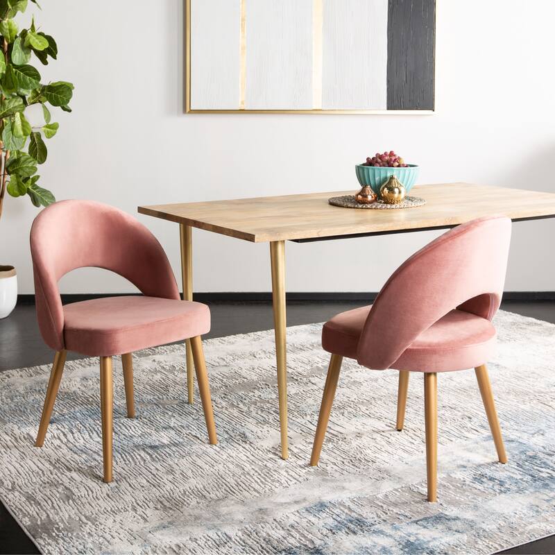 SAFAVIEH Reva Retro Dusty Rose/ Gold Chair (Set of 2) - 21.3" x 24.3" x 31.8" - 21Wx24Dx32H