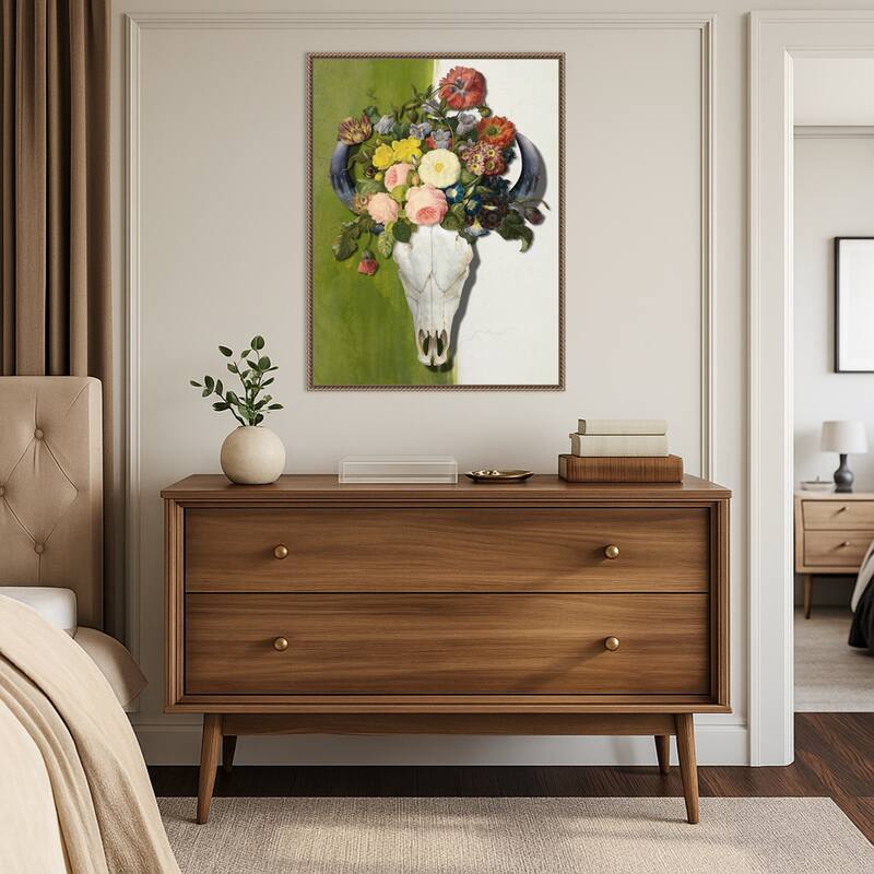 Summer Skull by Marja van den (23 x 30 in.), Framed Canvas Wall Art Print