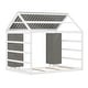 preview thumbnail 8 of 30, Floor Bed Design Wooden House Bed with Fence and Roof,Twin Size