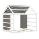 preview thumbnail 5 of 9, Twin Size Wooden House Bed with Fence and Roof, Two Movable Wardrobes