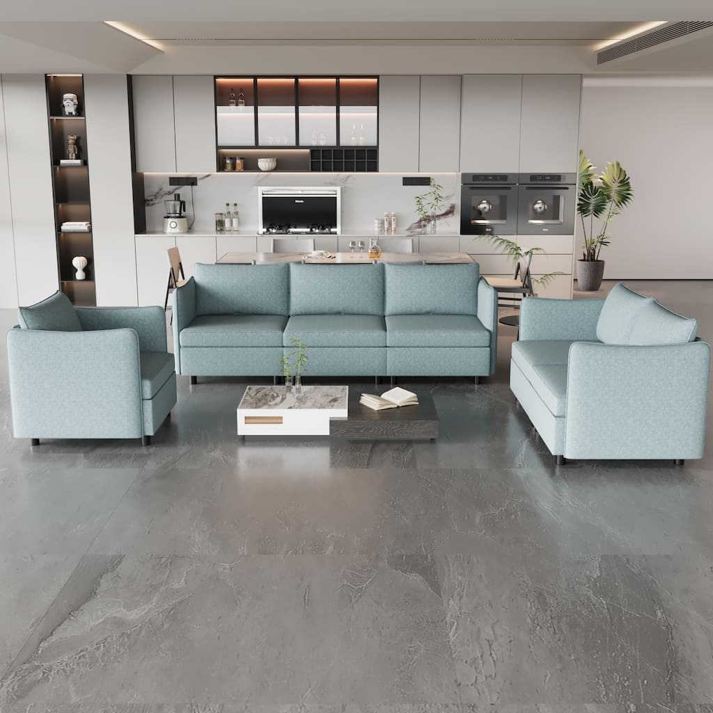 Modular Sectional Sofa with Storage and 3-Piece Configuration for Living Room