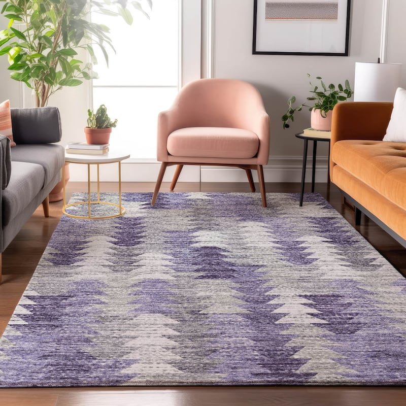 Premium Washable Super Soft Modern Global Mayfield Rug - Purple - 8' x 10' - Rectangle