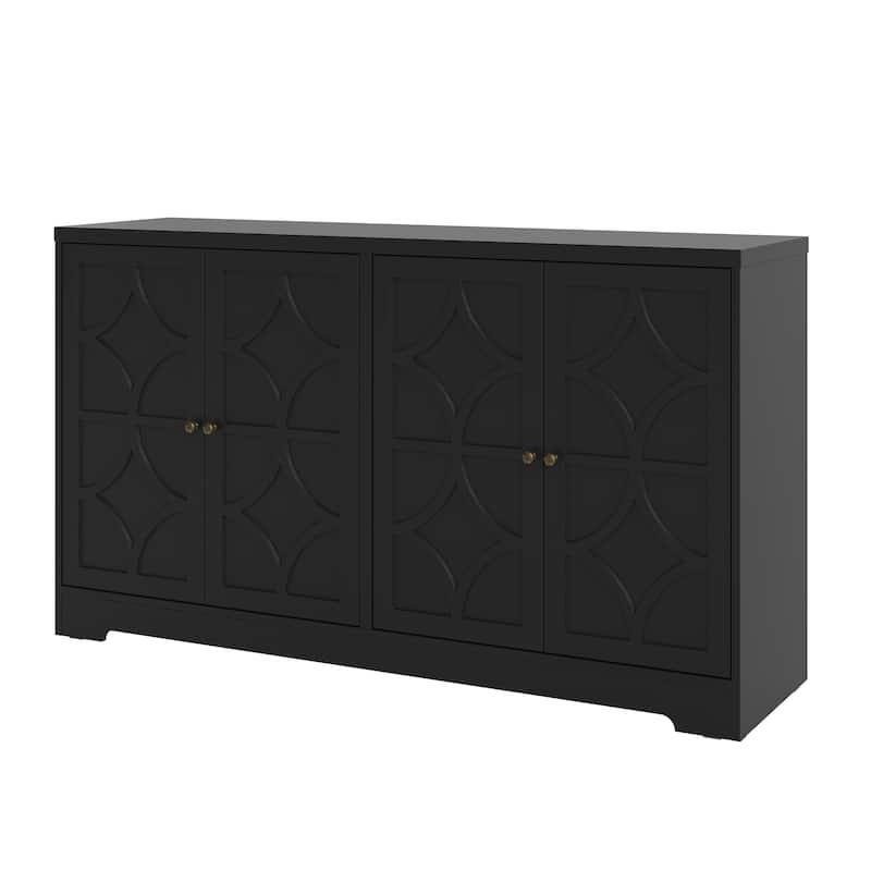 58" Sideboard Cabinet with 4 Doors - Black