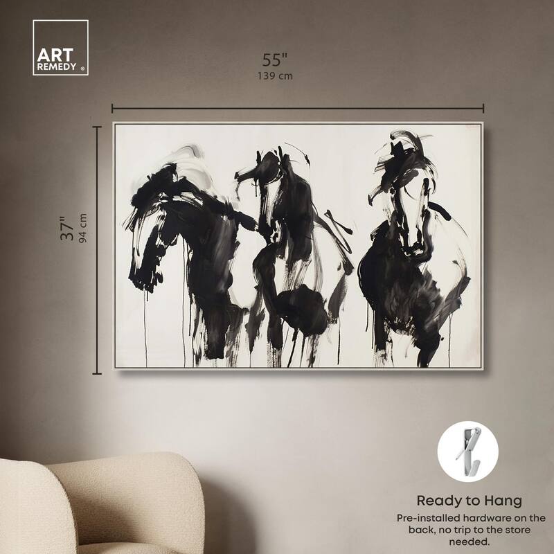 Horses in Ink Canvas by Art Remedy