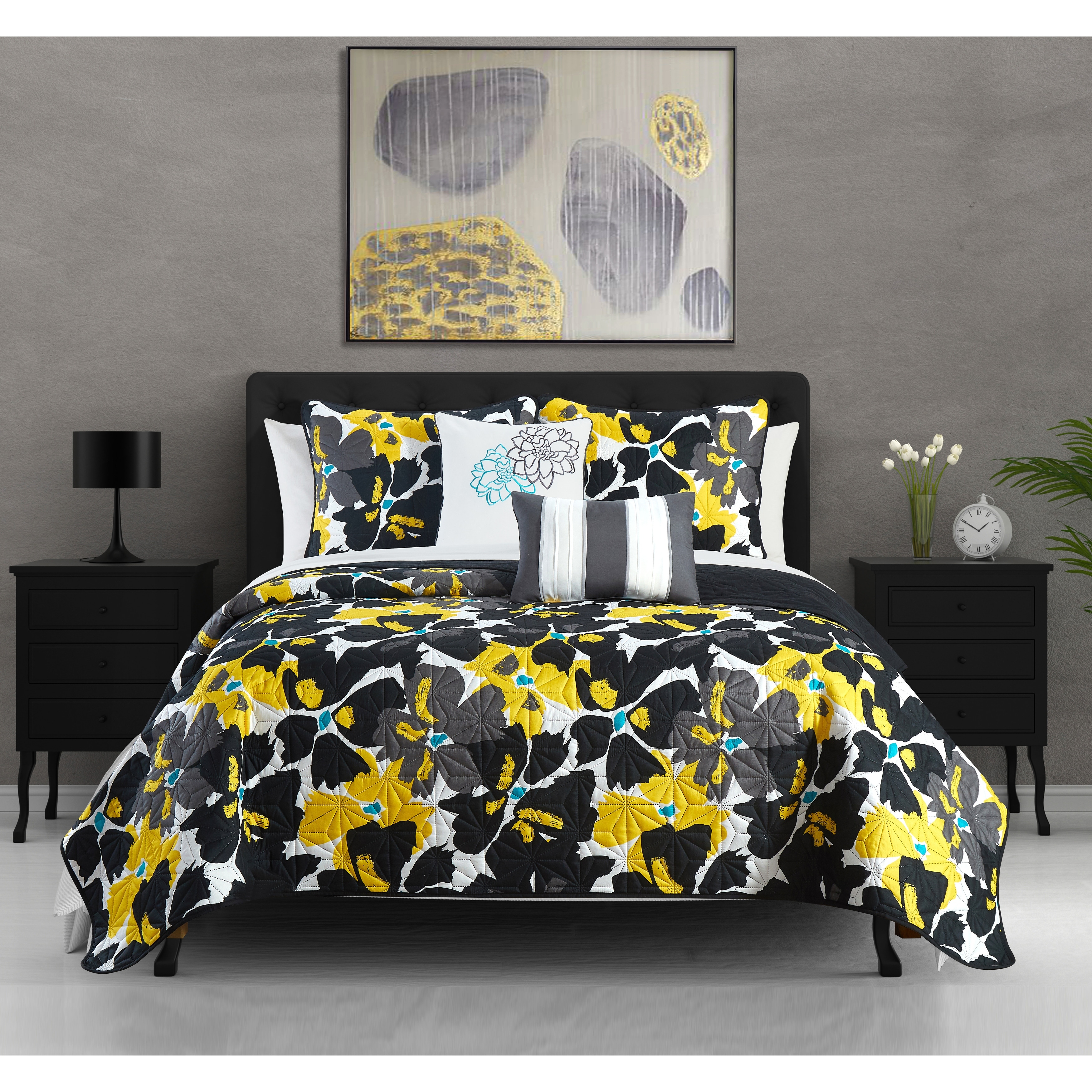Chic Home Modern Floral 9 Piece Comforter Sets, Queen