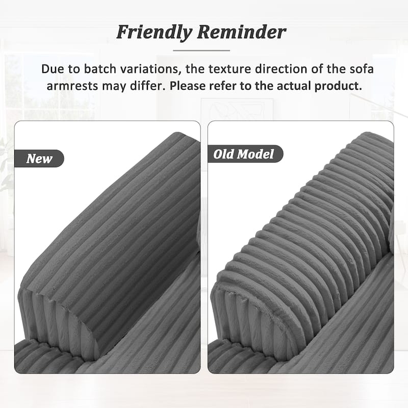 129" Oversized Sectional Sofa, U-shaped Sofa Couch Modern Corduroy Upholstered Deep Seat Sofa with Chaise Lounge