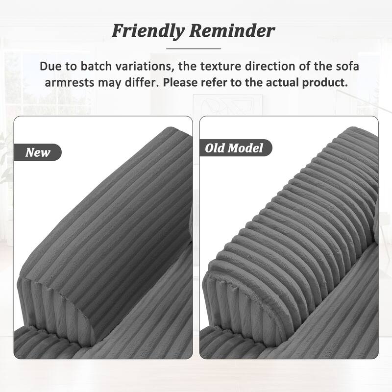 U-Shaped Sectional Sofa with Chaise Lounge, Oversized Corduroy Upholstered Sofa, 5 Seater Sofa with Removable Throw Pillows